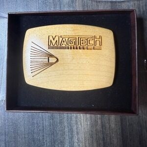 Herrett's Magitech Belt Buckle Wood Novelty Twin Falls Idaho‎